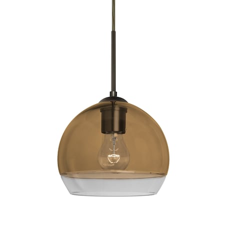 Besa Lighting Ally 8 Cord Pendant, Amber/Clear, Bronze Finish, 1x60W Incandescent 1JT-ALLY8AM-BR